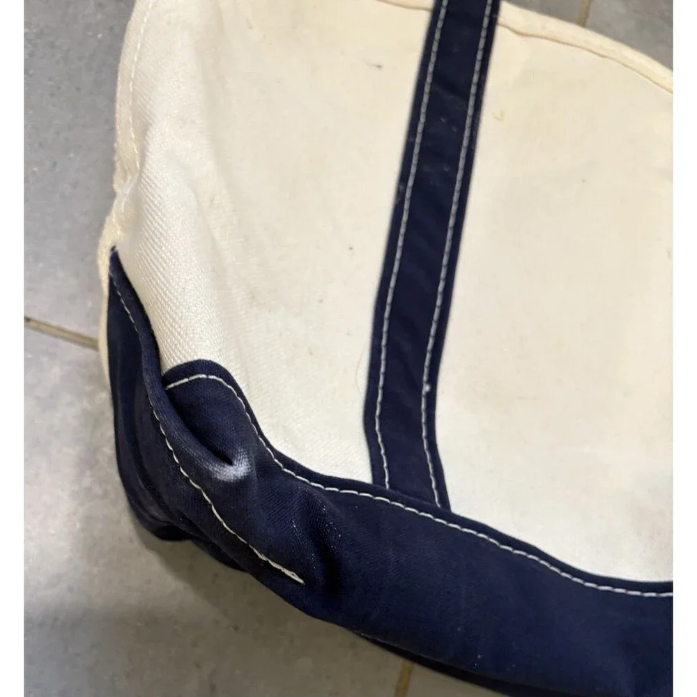 Vintage Llbean Navy Blue And White Boat And Tote Tote Bag